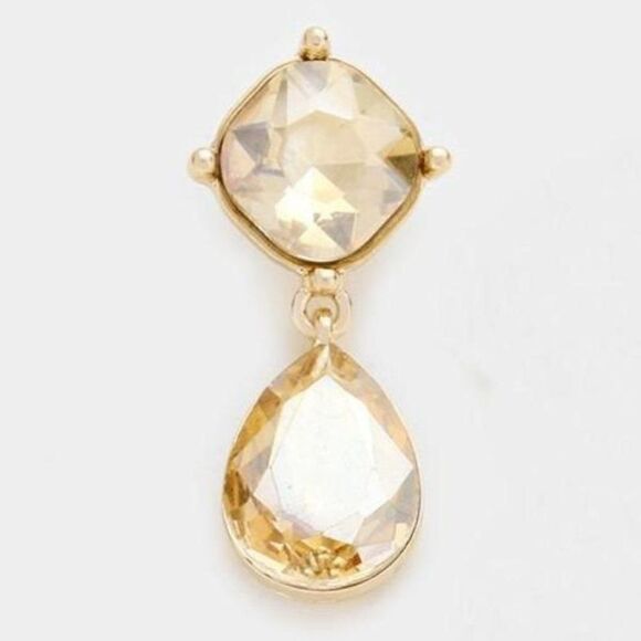 5/$25 Topaz Color Crystal Teardrop Gold Earrings - Picture 2 of 7